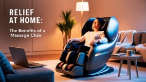 Person enjoying the best massage chair at home for stress relief and pain management.