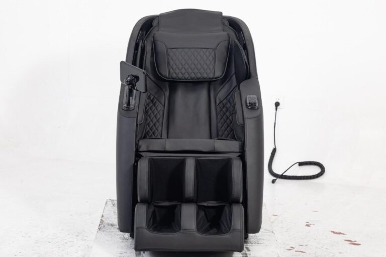 Chilink First massage chair — front view with leg rest extended